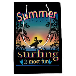 Summer - Surfing Is Most Fun Medium Gift Bag