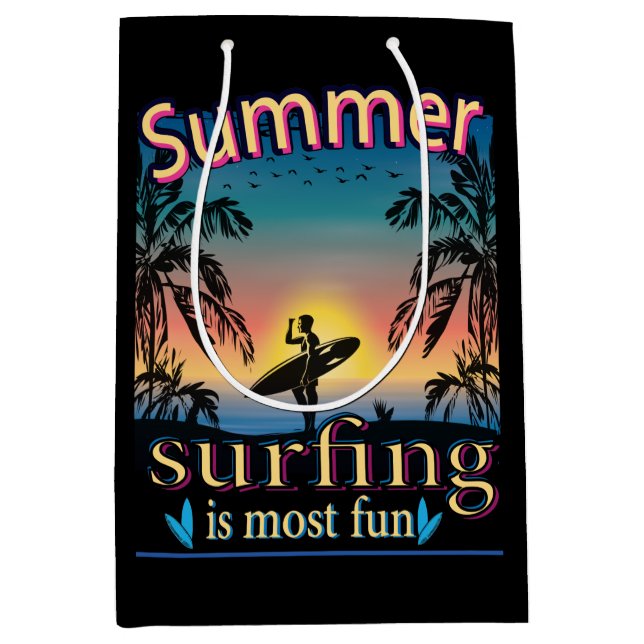 Summer - Surfing Is Most Fun Medium Gift Bag (Front)