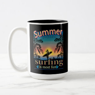 Summer - Surfing Is Most Fun Two-Tone Coffee Mug