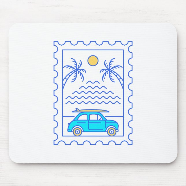 Summer Surfing Postal Stamp 2 Mouse Pad (Front)