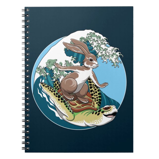Summer Surfing - Turtle and Rabbit Illustration Notebook (Front)