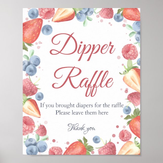 Summer Sweet Berry Diaper Raffle Sign Poster (Front)