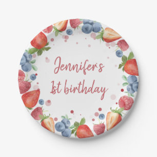 Summer Sweet Berry First Birthday Paper Plate