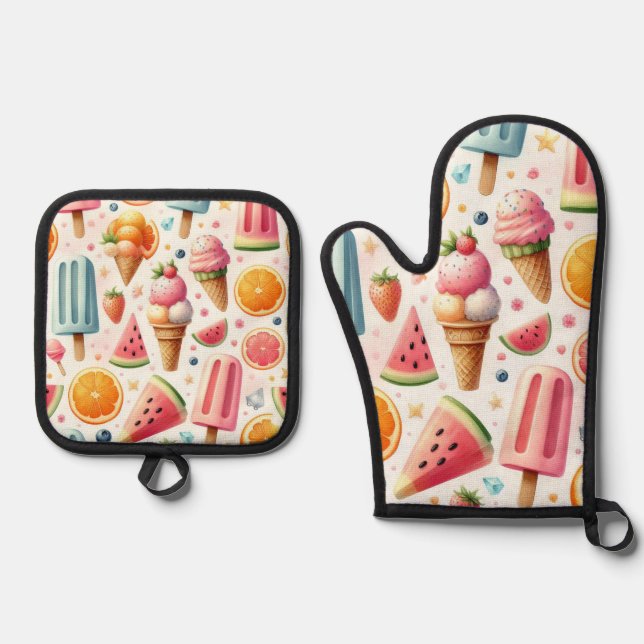 Summer Sweet escape Oven Mitt & Pot Holder Set (Front)