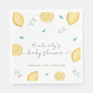 Summer Sweet Lemon Citrus Fruit Baby Shower Napkin