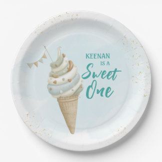 Summer Sweet One Icecream First Birthday Paper Plate