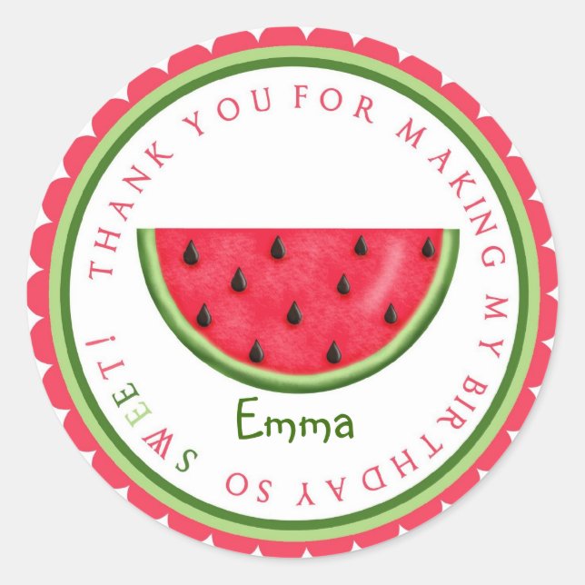 Summer Sweet Watermelon Birthday Stickers (Front)