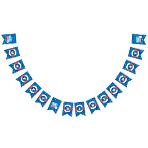 Summer Swimming Pool Party Tropical Birthday Blue  Bunting Flags