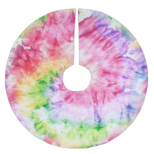 Summer Swirls: Pastel Tie-Dye Pattern Brushed Polyester Tree Skirt