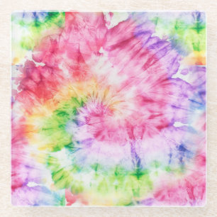 Summer Swirls: Pastel Tie-Dye Pattern Glass Coaster