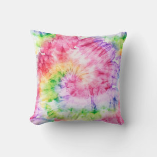 Summer Swirls: Pastel Tie-Dye Pattern Throw Pillow