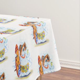 Summer Tablecloth Snowman Surfer
