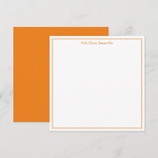 Summer Tangerine and White Contemporary Minimalist Thank You Card (Front/Back)