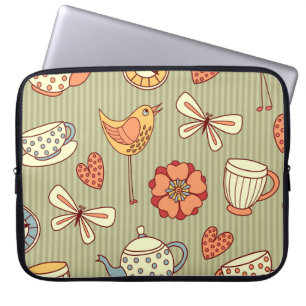 Summer Tea Party: Seamless Pattern Laptop Sleeve
