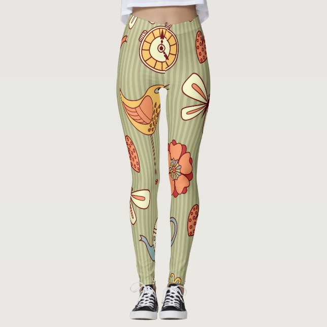 Summer Tea Party: Seamless Pattern Leggings (Front)