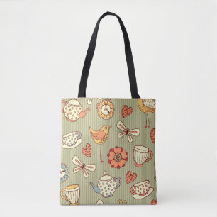 Summer Tea Party: Seamless Pattern Tote Bag