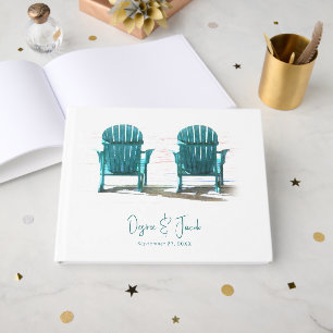 Summer Teal White Beach Chairs Guest Book