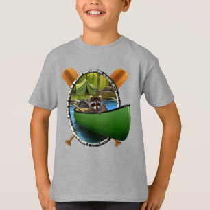 Summer Tent Camping Funny Raccoon Canoe Thief   T-Shirt