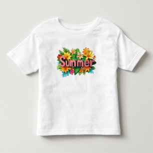 Summer Text - Colorful Summer Flowers Illustration Toddler T-shirt