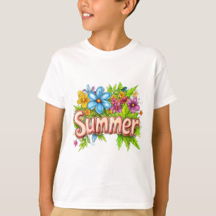 Summer Text - Colorful Summer Flowers T-Shirt