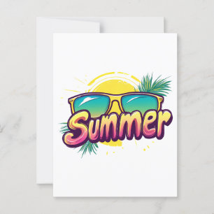 Summer Text - Colorful Summer Sunglasses Postcard