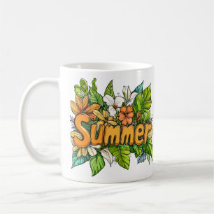 Summer Text - Summer Floral Design Coffee Mug