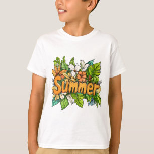 Summer Text - Summer Floral Design T-Shirt