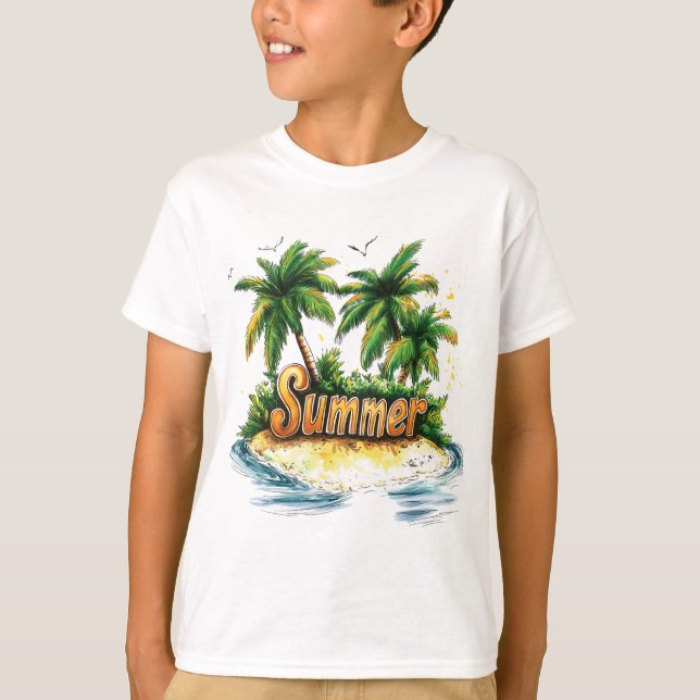 Summer Text - Tropical Summer Island T-Shirt (Front)