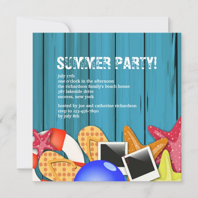 Summer Theme Party Invitations (Front)
