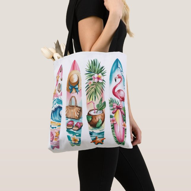 SUMMER THEMED BRUSHSTROKES SCENES TOTE BAG (Close Up)