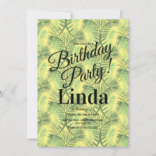 Summer Themed Palm Tree Leaf Greenery Jungle Invit Invitation