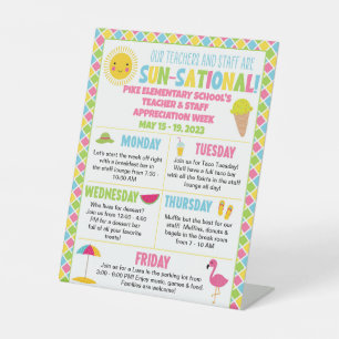 Summer Themed Teacher & Staff Appreciation Week  Pedestal Sign