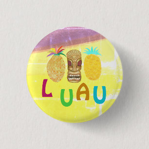 Summer Tiki Pineapple Luau 1 Inch Round Button