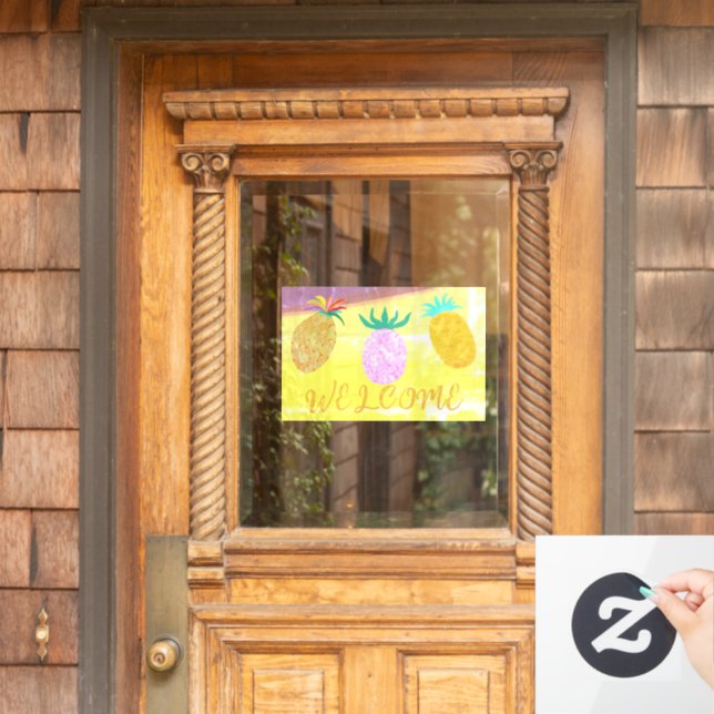Summer Tiki Pineapple Luau Window Cling (Home Door)