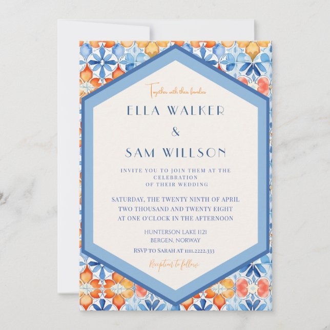 Summer Tile Abstract Pattern Wedding Invitation (Front)