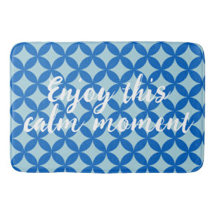 Summer tile with azure circles on baby blue bath mat