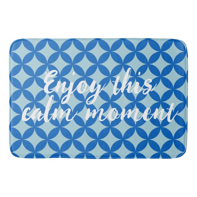 Summer tile with azure circles on baby blue bath mat (Front)