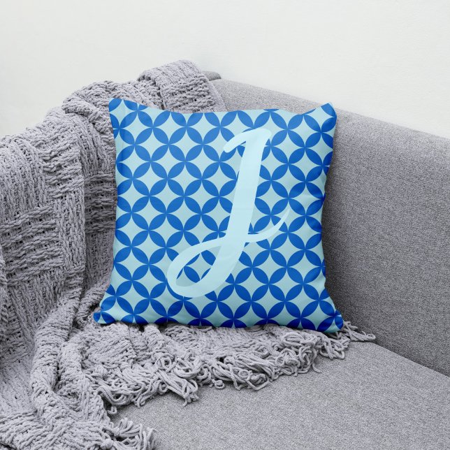 Summer tile with azure circles on baby blue throw pillow (Summer tile with azure circles on baby blue throw pillow)