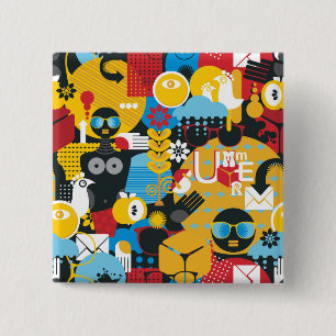 Summer time 2 inch square button