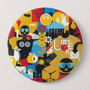 Summer time 4 inch round button