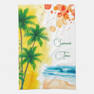 “Summer Time” beach design Kitchen Towel