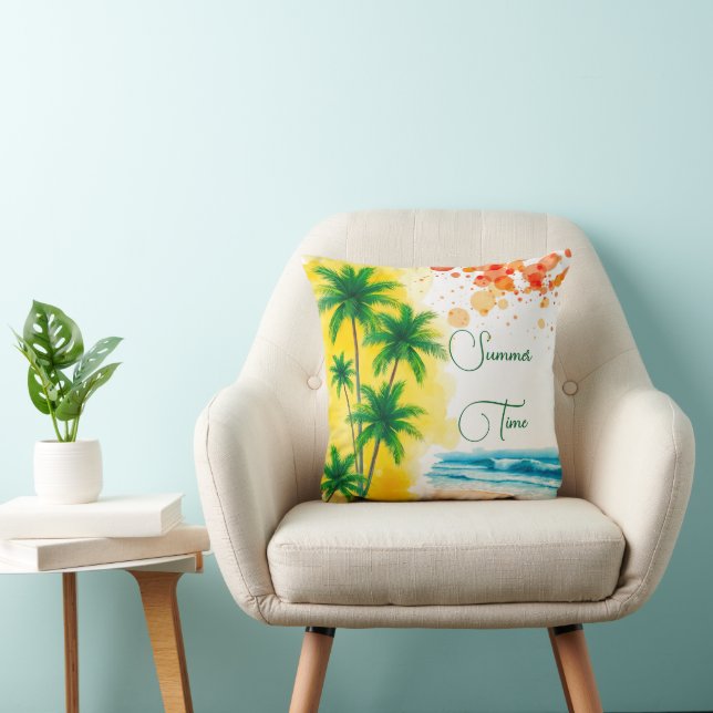 “Summer Time” beach design Throw Pillow (Chair)