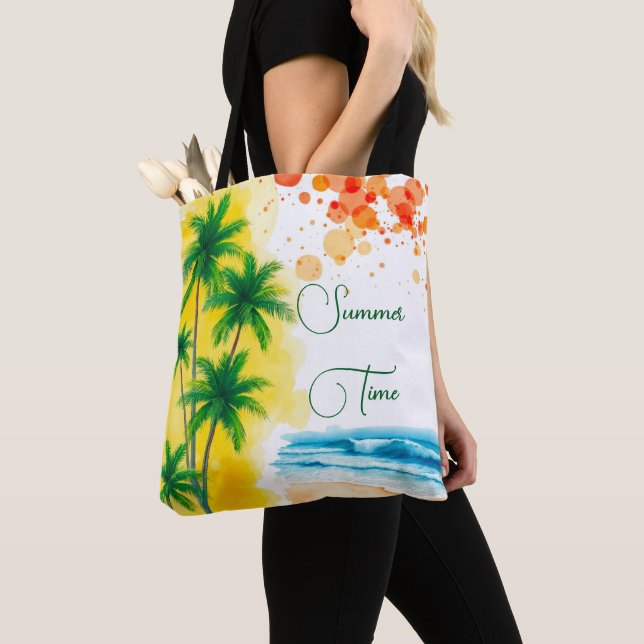 “Summer Time” beach design Tote Bag (Close Up)
