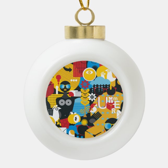 Summer time ceramic ball christmas ornament (Front)