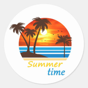 Summer Time Classic Round Sticker