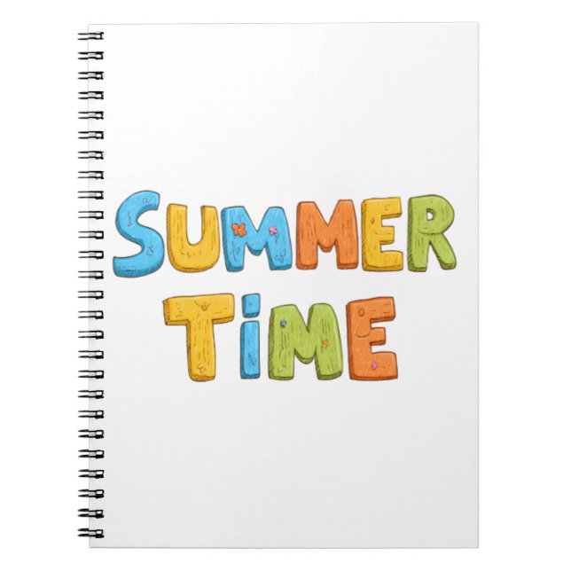 Summer Time - Colorful Summer Time Text Notebook (Front)