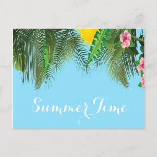 Summer time hanging branches blue postcard