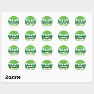 SUMMER TIME POOL TIME. CLASSIC ROUND STICKER
