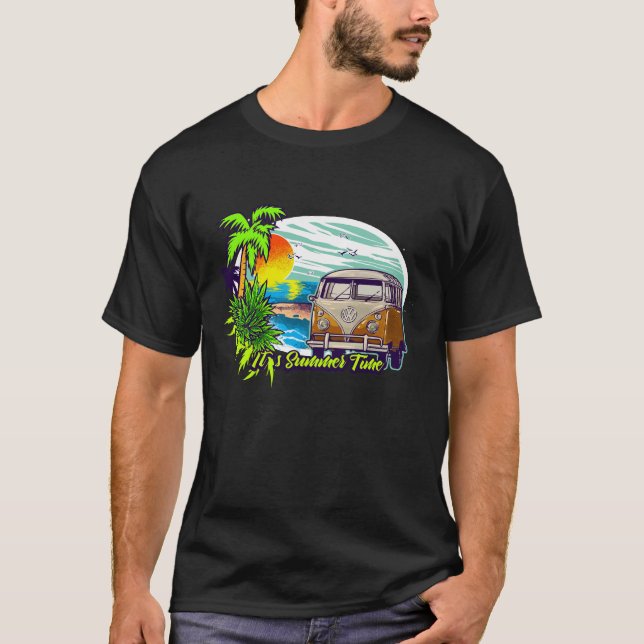 Summer Time Retro Van Beach Tee (Front)