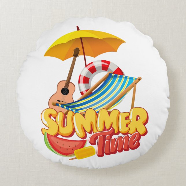 Summer time round pillow (Front)